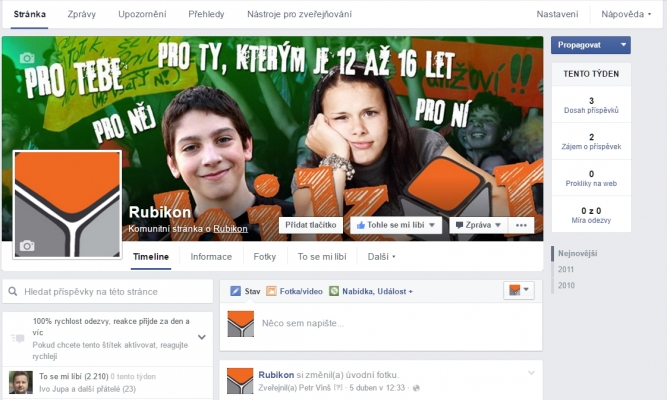 Facebooková stránka Rubikonu